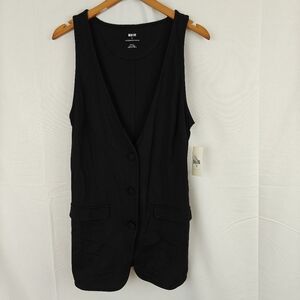 New Anthropologie Top Small Womens Maeve Black Sleeveless Button Front Vest